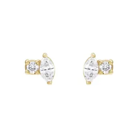 0.8CTW DIAMOND ROUND & MARQUISE CUT STUD EARRINGS