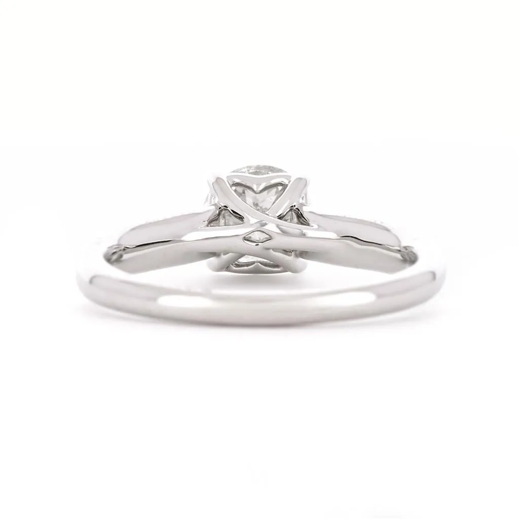 1.01ct Round Trellis Diamond Engagement Ring - 14K White Gold