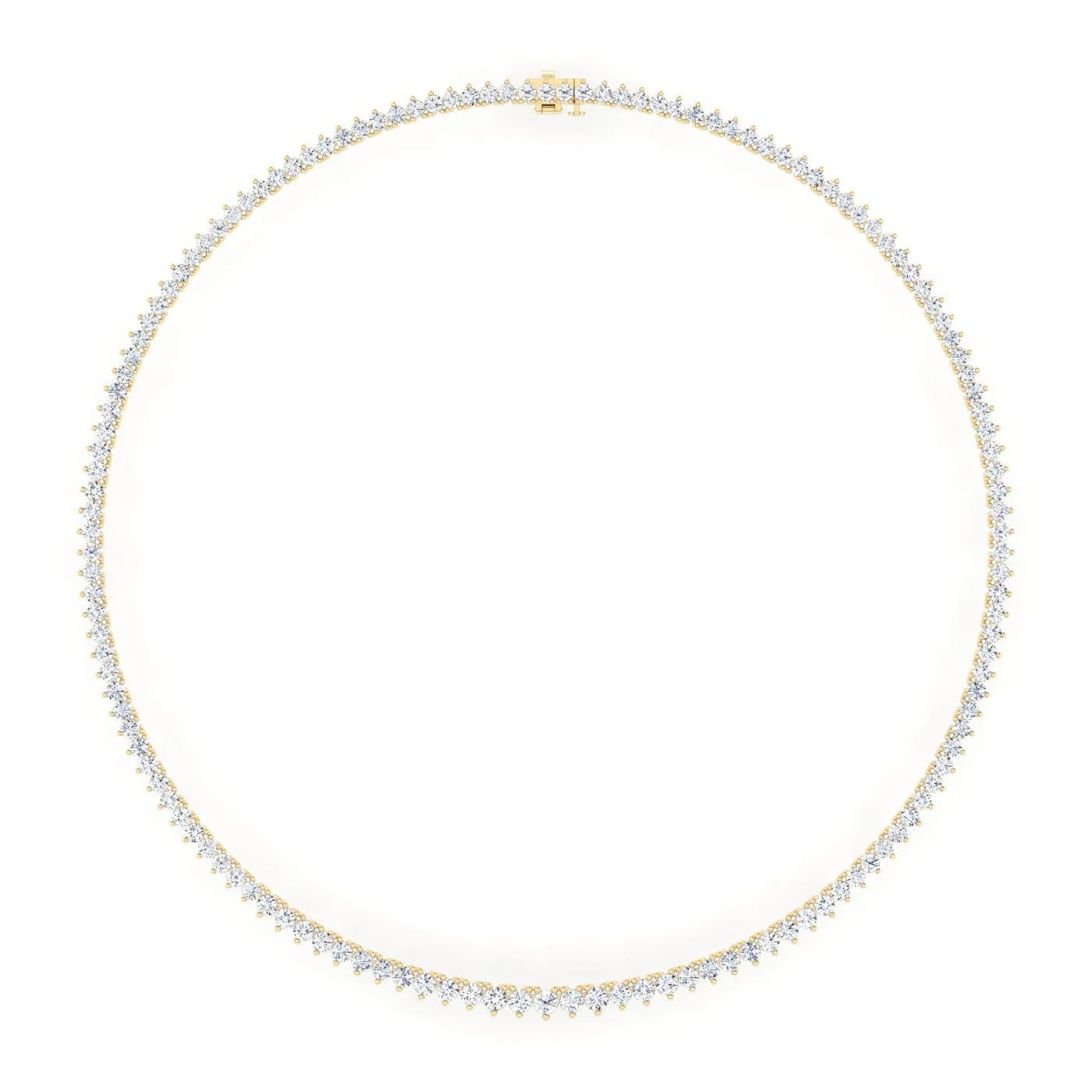 14K & 18K Gold and Diamond Tennis Necklace Graduated 3-Prong Setting, Lab Grown, 8.5-11.5cts