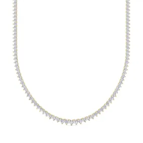 14K & 18K Gold and Diamond Tennis Necklace Graduated 3-Prong Setting, Lab Grown, 8.5-11.5cts