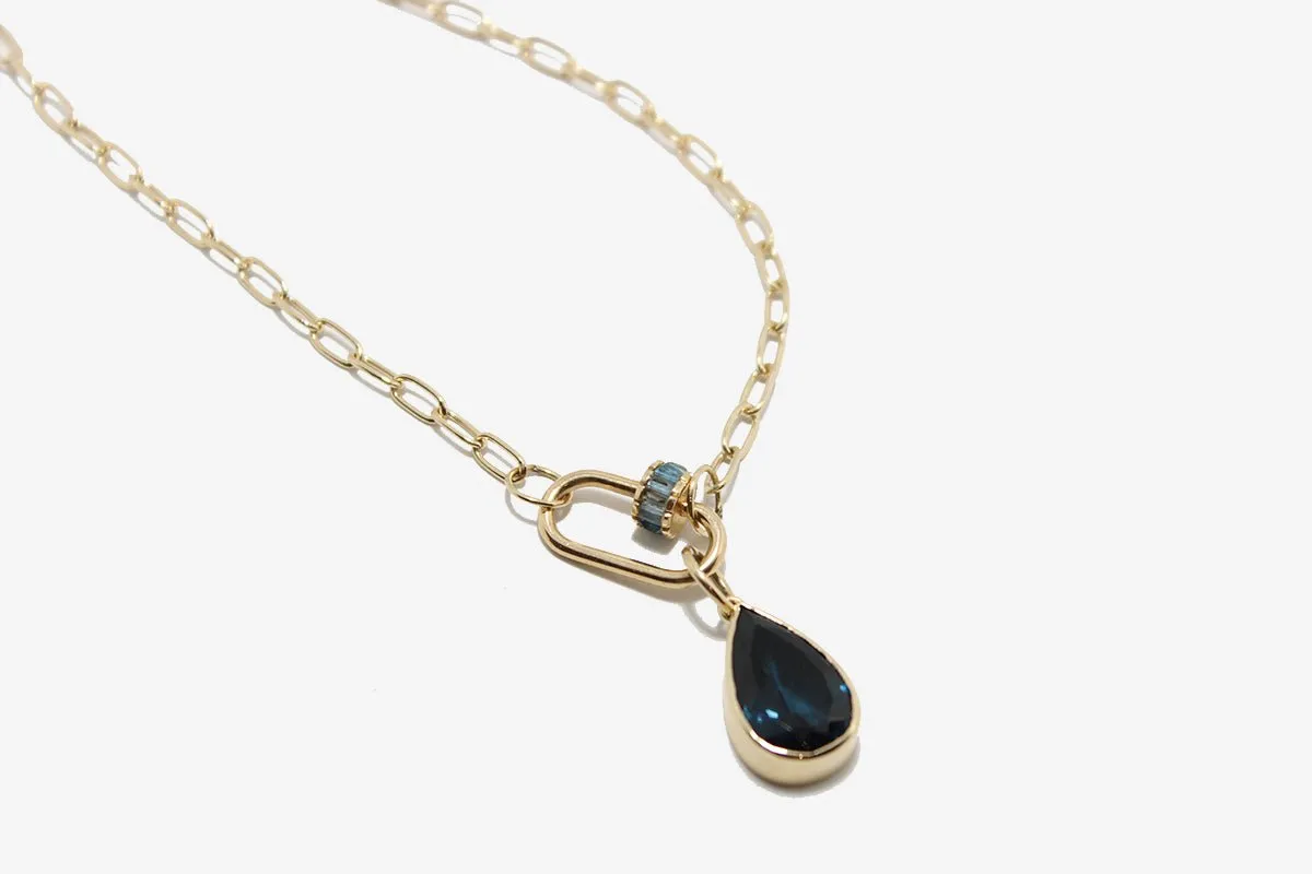 14k Gold Pear London Blue Topaz Pendant