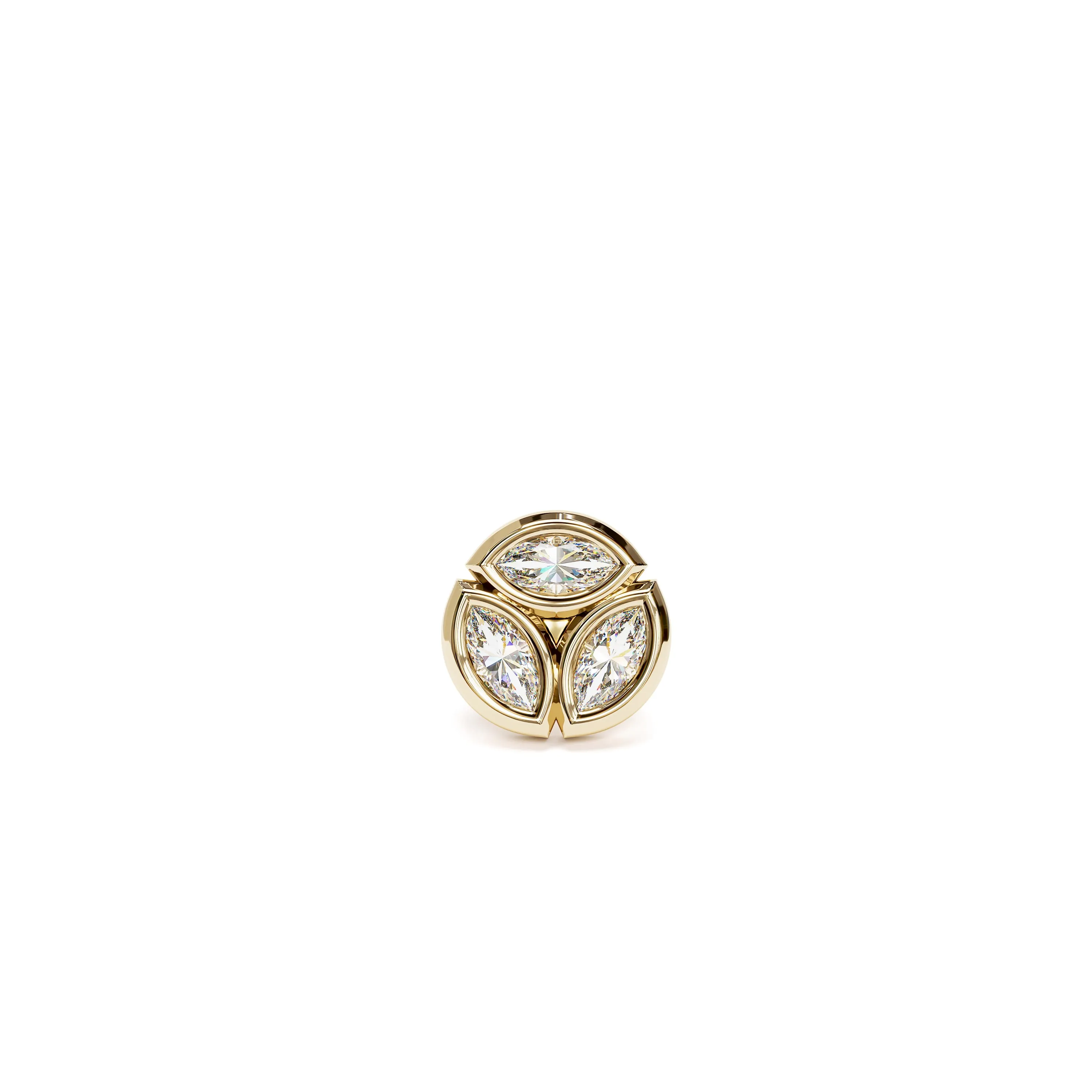 14K Gold Trio Marquise Diamond Circle Stud