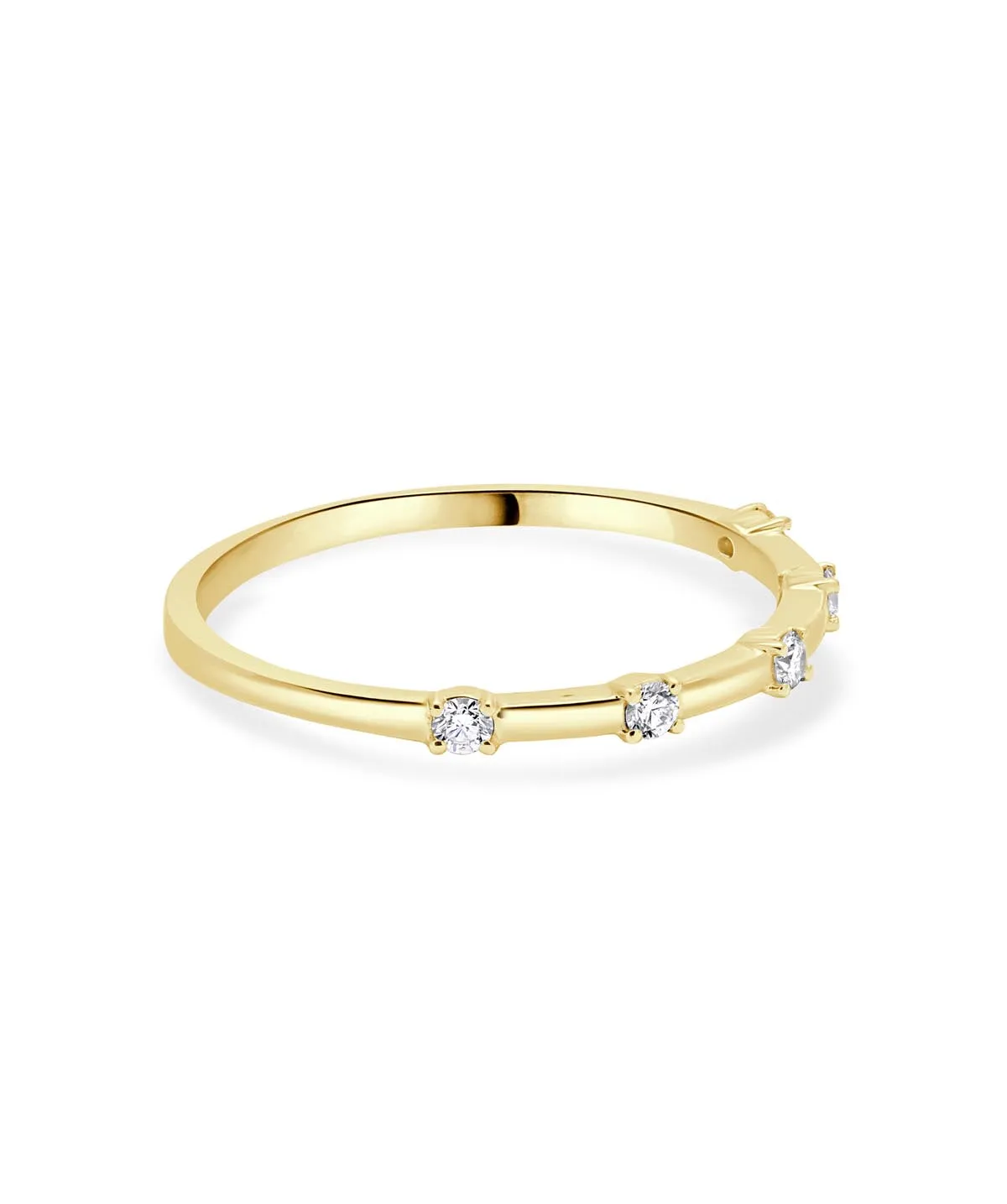 14K Yellow Gold Diamond Station Stackable Ring