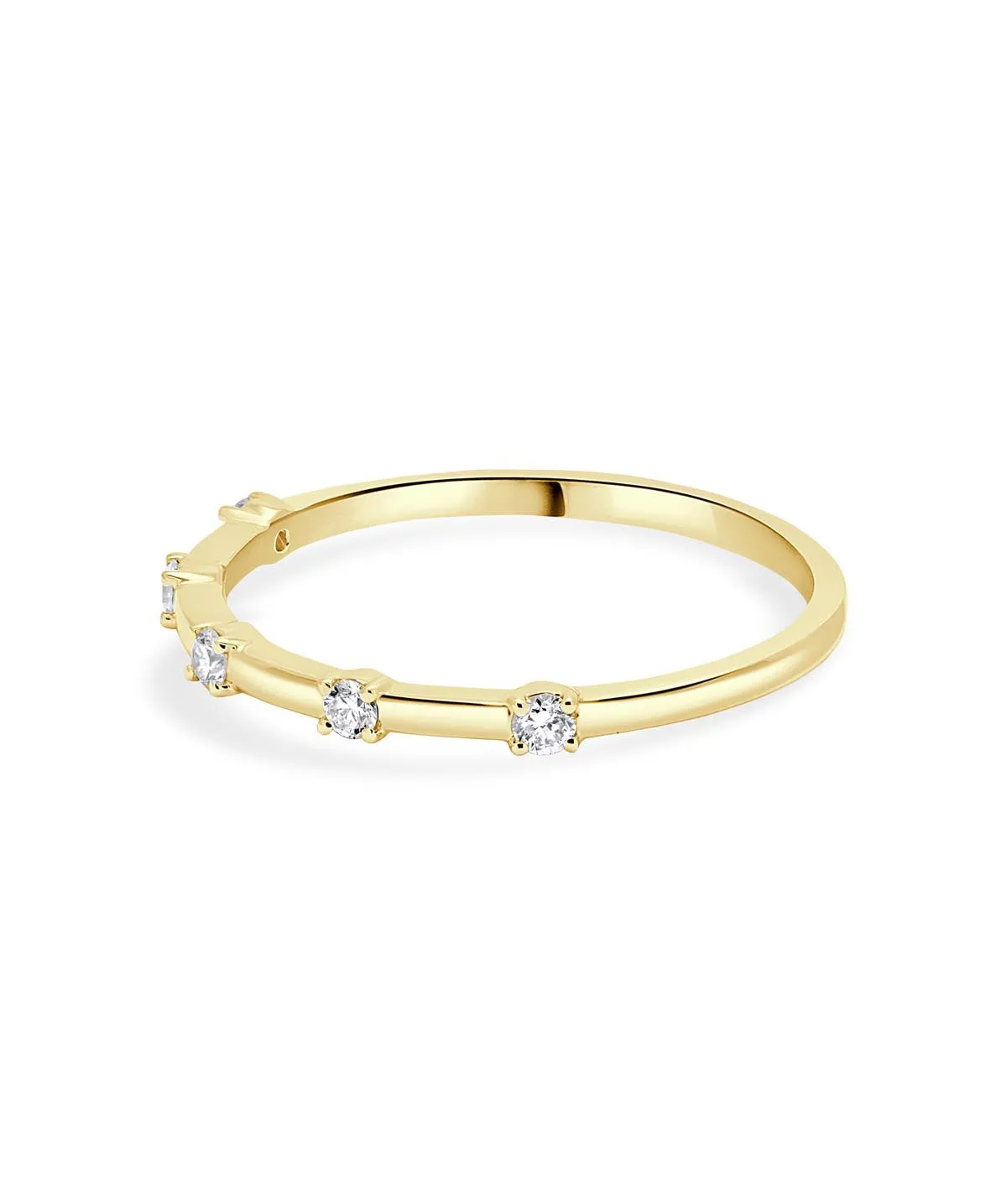 14K Yellow Gold Diamond Station Stackable Ring