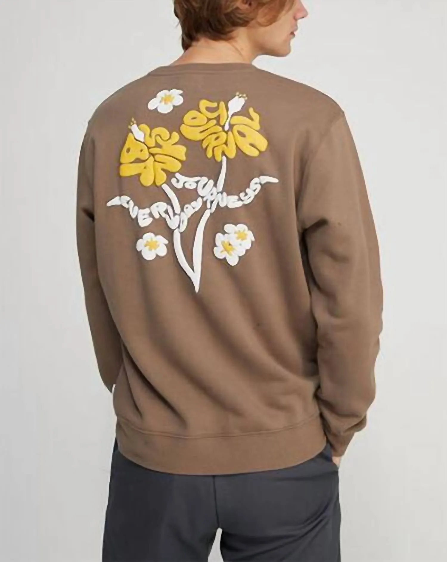 '70S Floral Crew Neck Sweatshirt in Walnut