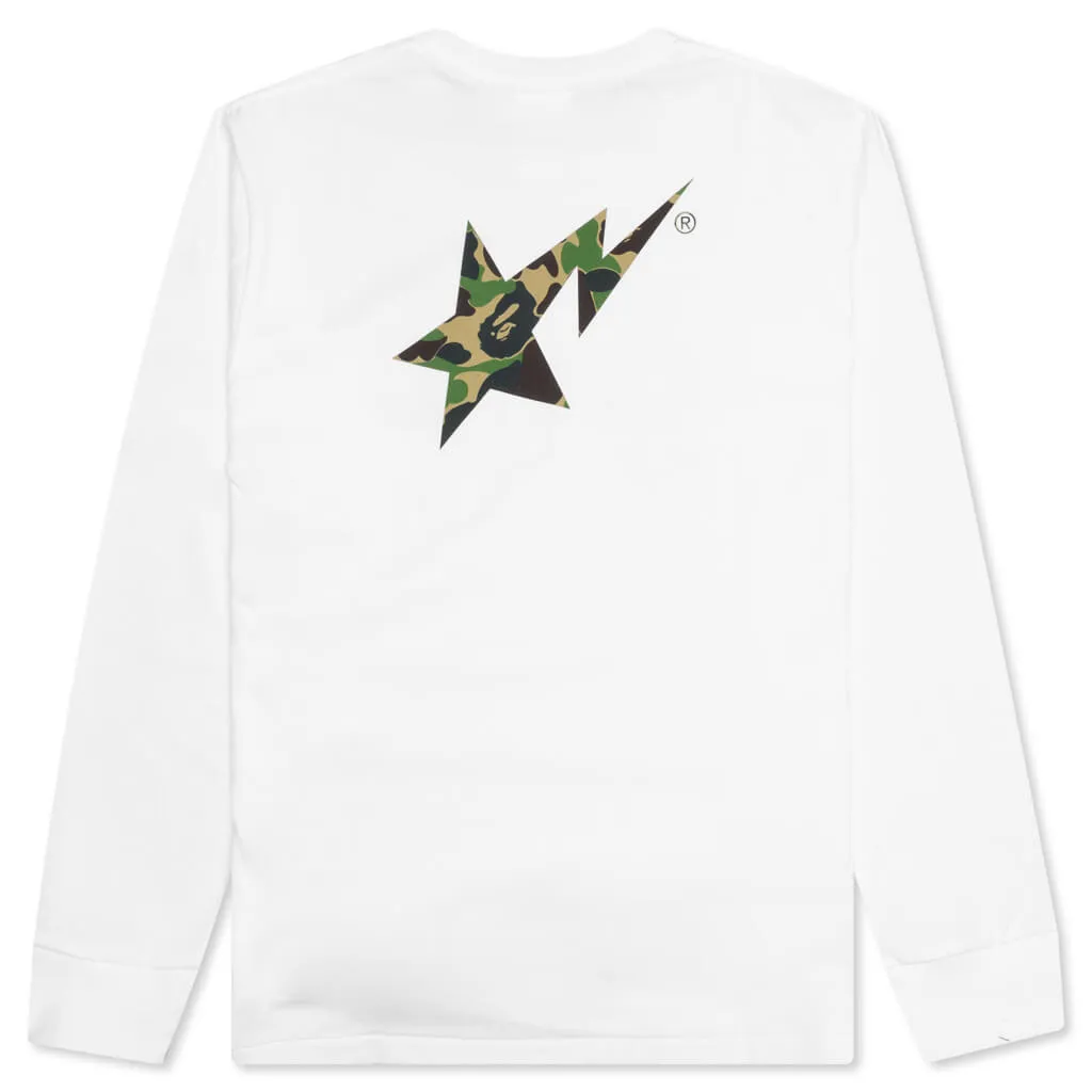 Abc Camo Bape Sta Logo L/S Tee - White/Green