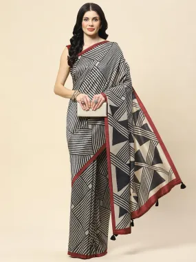 Abstract Print Art Tussar Saree