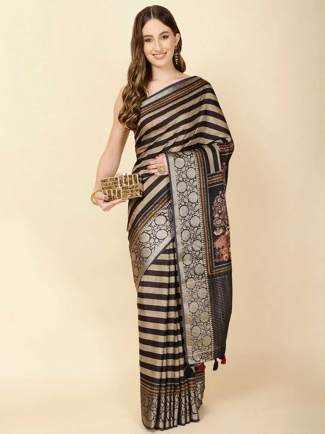 Abstract Print Handloom Saree