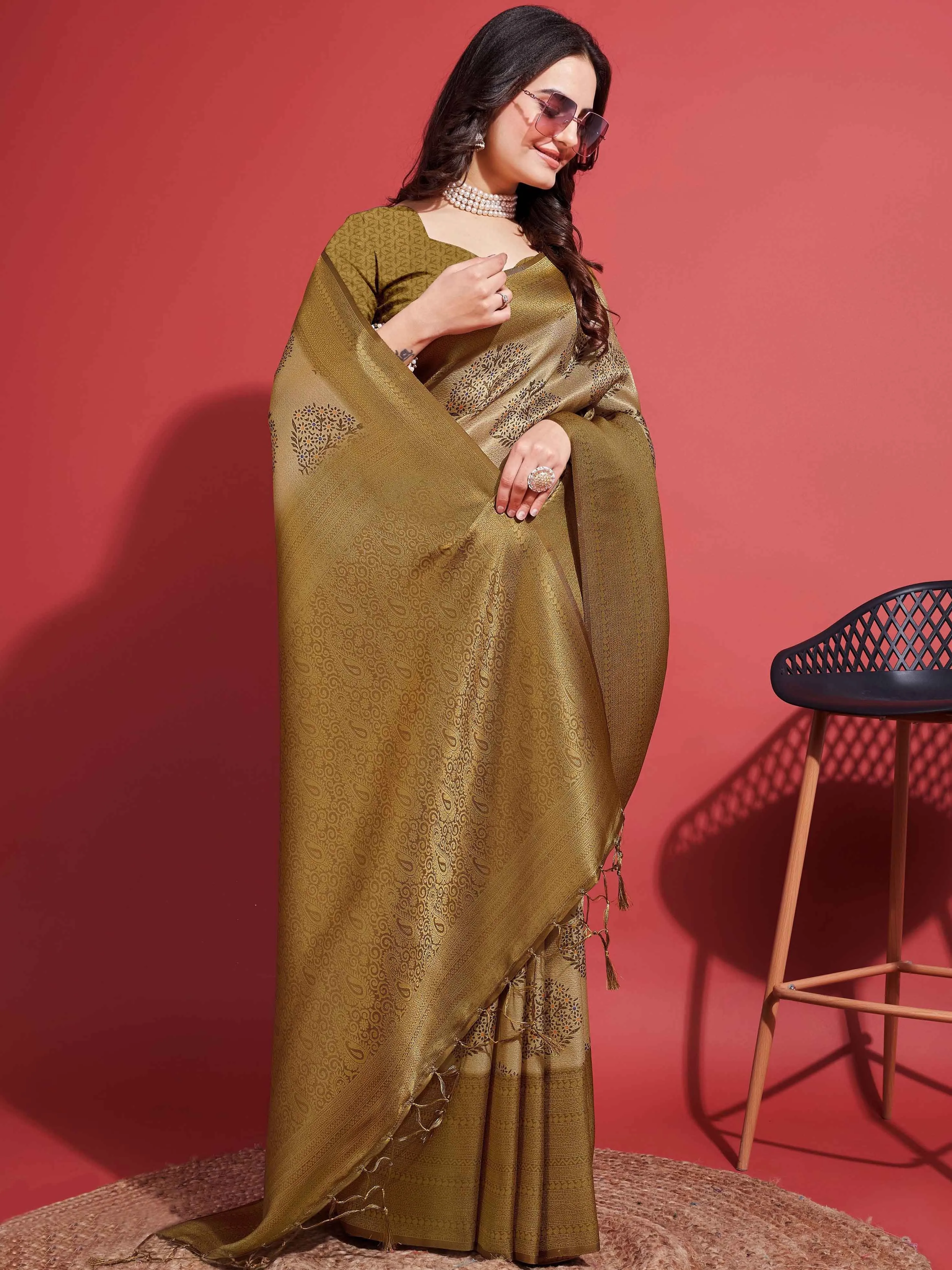 Abstract Printed Handloom Saree