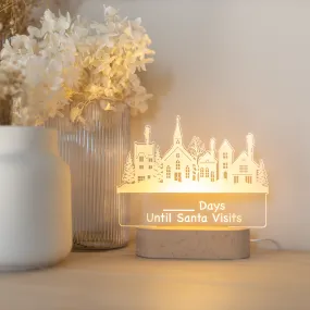 Acrylic Night Light - Christmas Town - Countdown until Santa visits