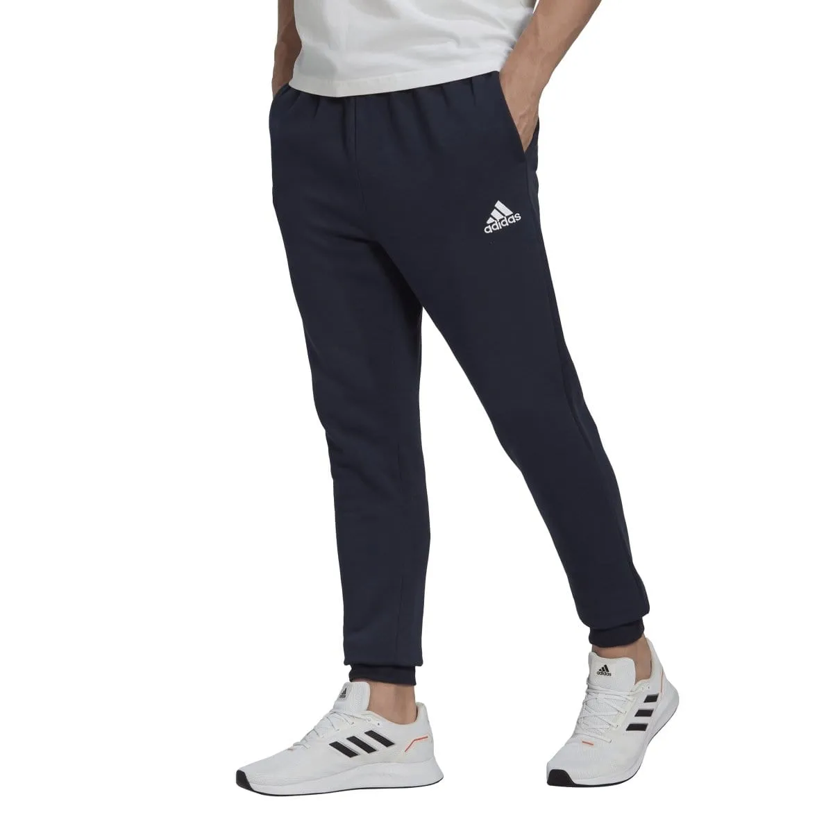 ADIDAS MEN'S ESSENTIALS FLEECE REGULAR TAPERED NAVY TRACKPANTS