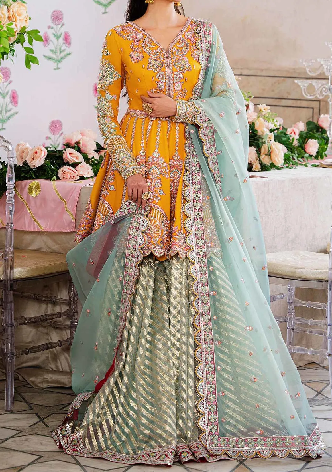 Akbar Aslam Dilaab Pakistani Luxury Net Dress