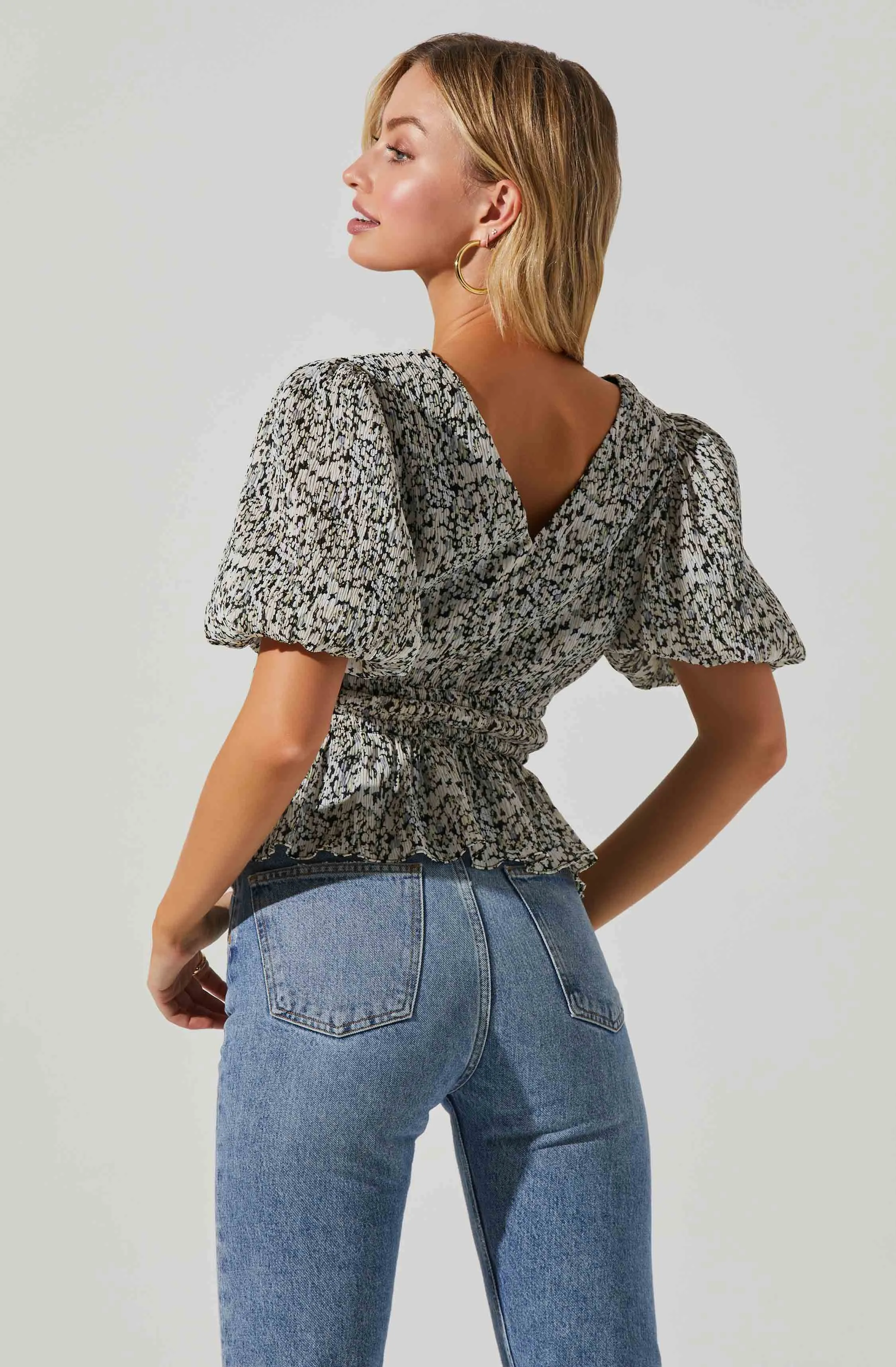 Alexis Floral Ruched Short Sleeve Top