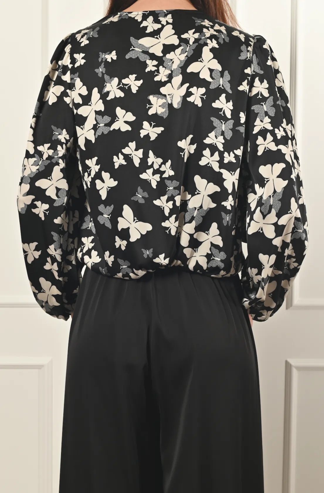 Alia Front Overlap Blouson Blouse