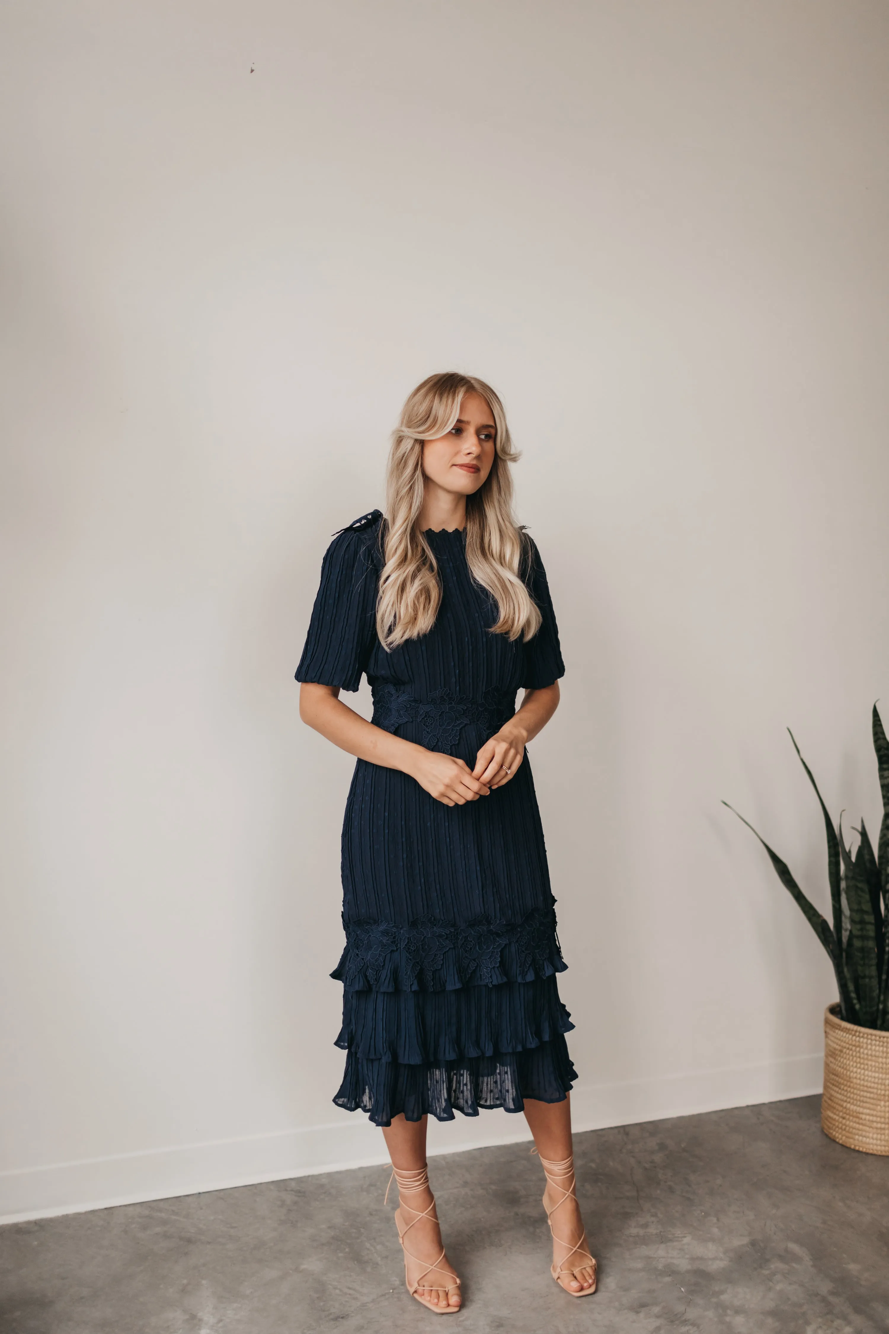 Alice Midi Dress in Navy