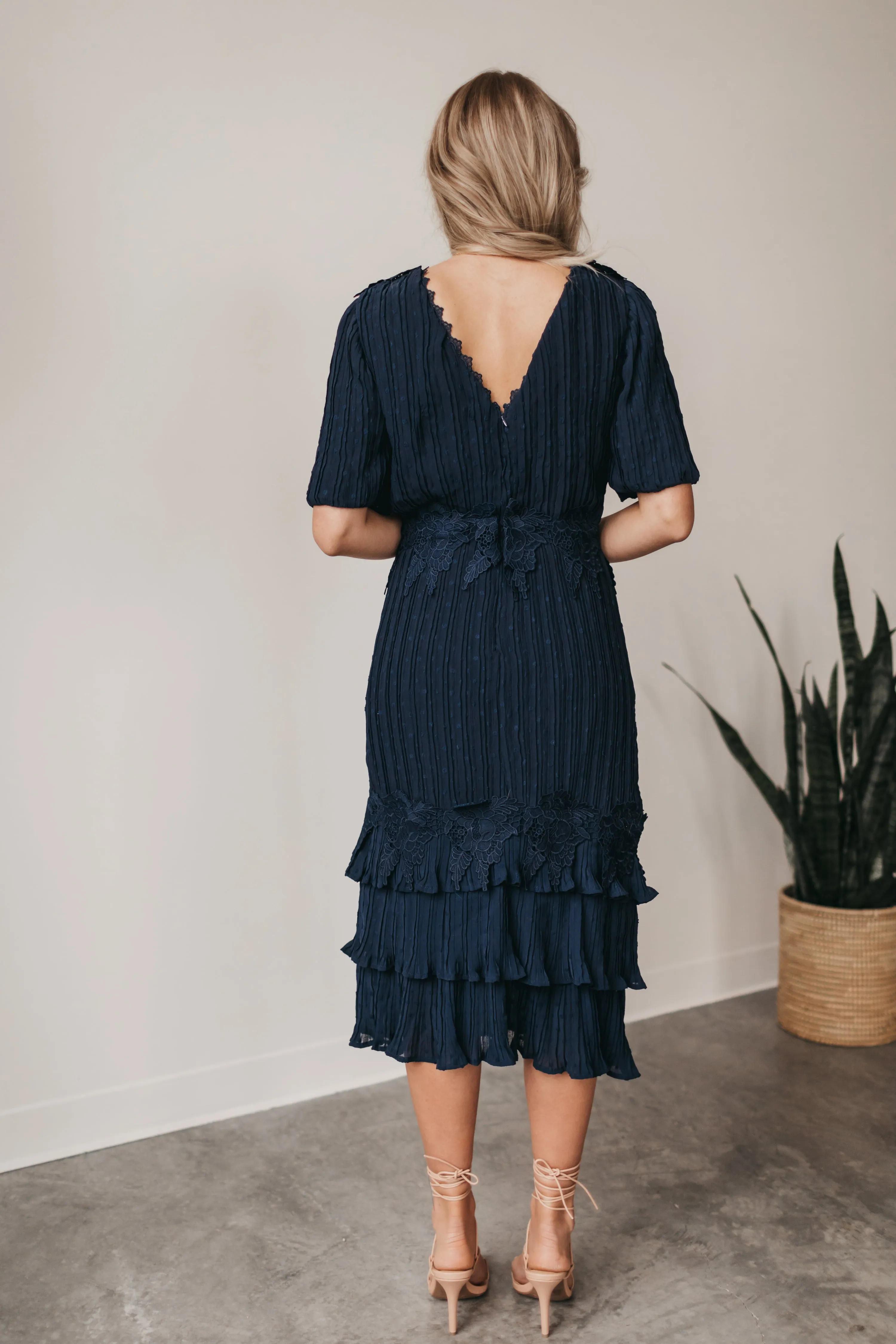 Alice Midi Dress in Navy