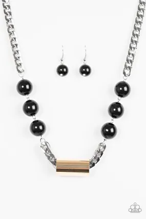 All About Attitude Silver, Gold and Black Bead Necklace - Paparazzi Accessories