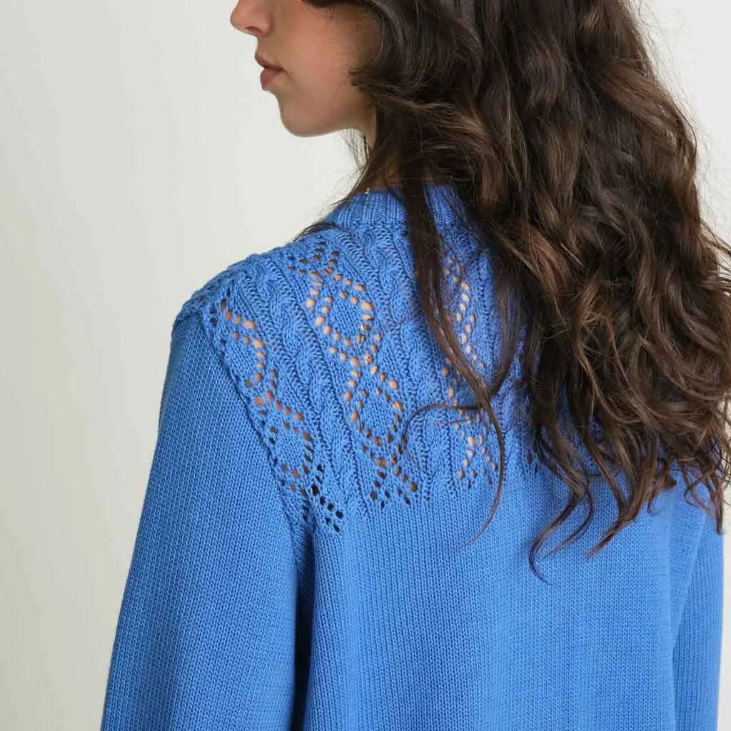 Amie Organic Cotton Cardigan | Blue