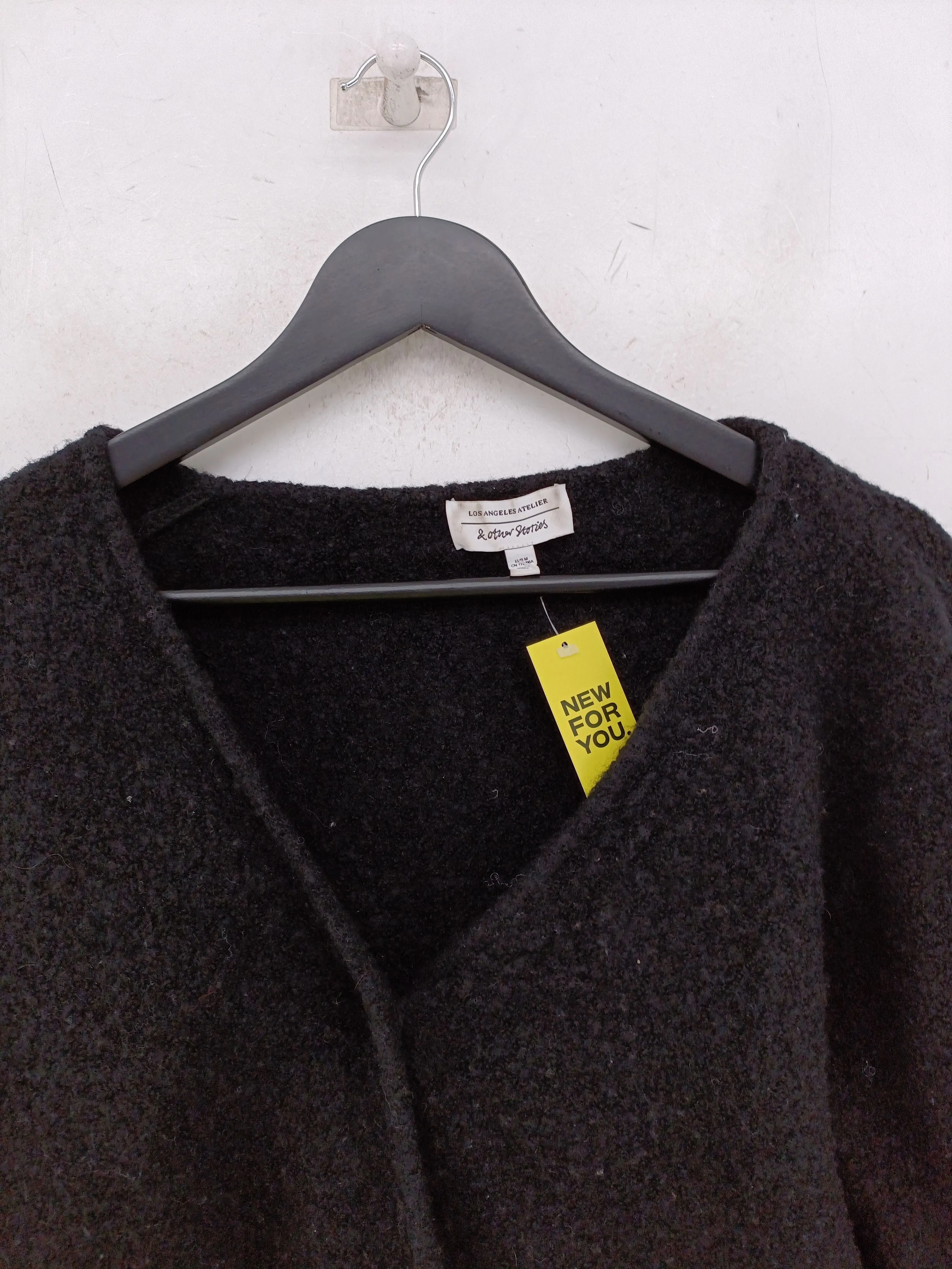 & Other Stories Women's Cardigan M Black Wool with Elastane, Polyamide