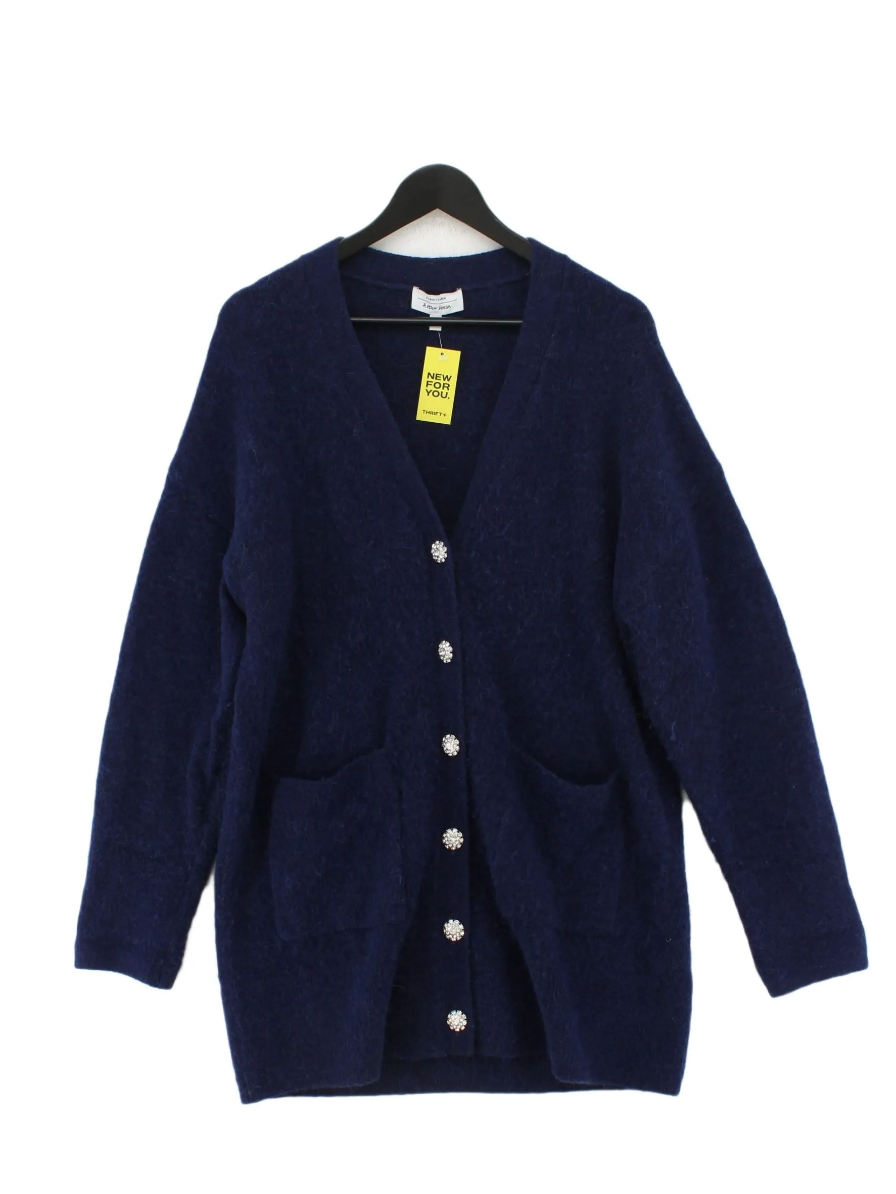 & Other Stories Women's Cardigan M Blue Polyamide with Elastane, Other, Wool