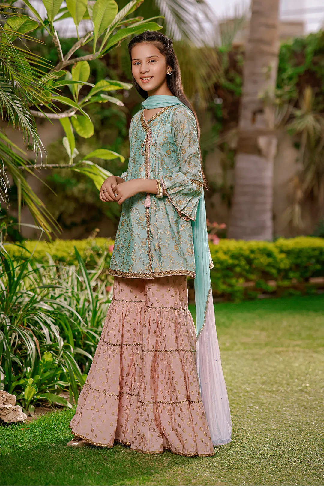 Angrakha Screen Print Gharara Suit | Meerab Festive Edit | G3039