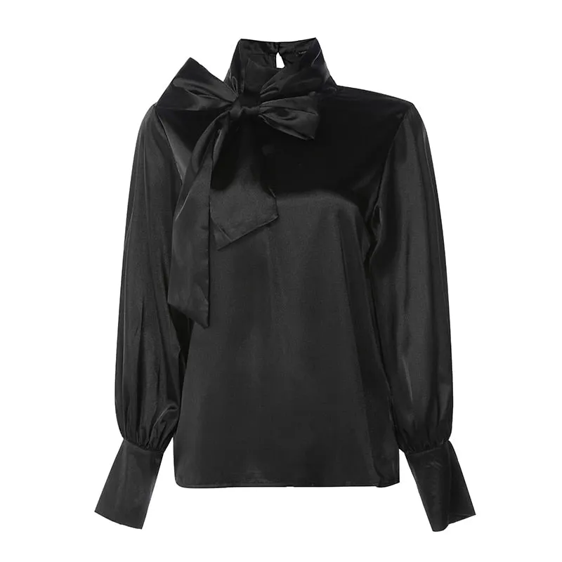 Années 40 Blouse Lavallière Satin Glamour