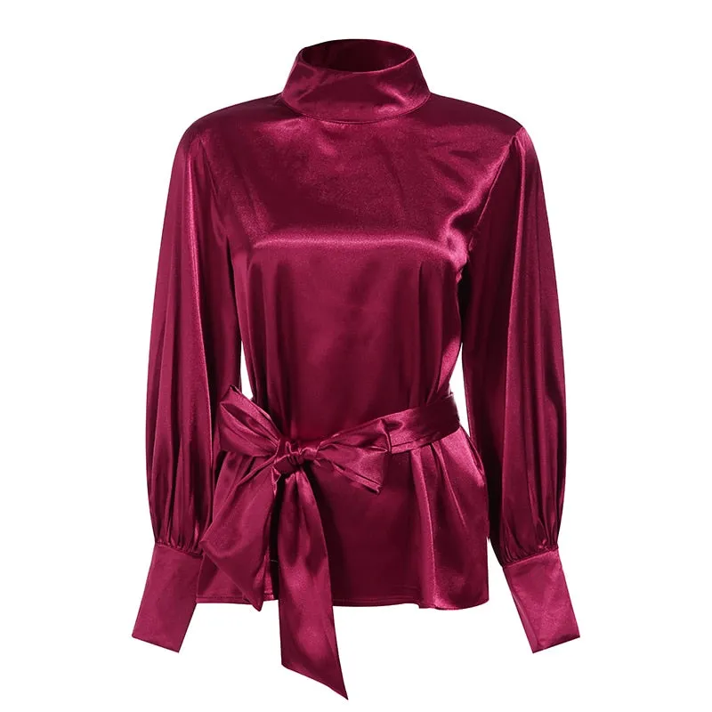 Années 40 Blouse Lavallière Satin Glamour