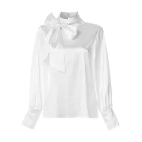 Années 40 Blouse Lavallière Satin Glamour