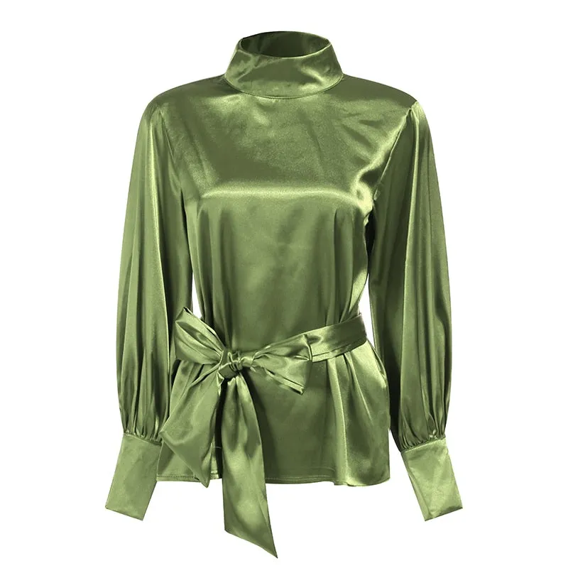 Années 40 Blouse Lavallière Satin Glamour