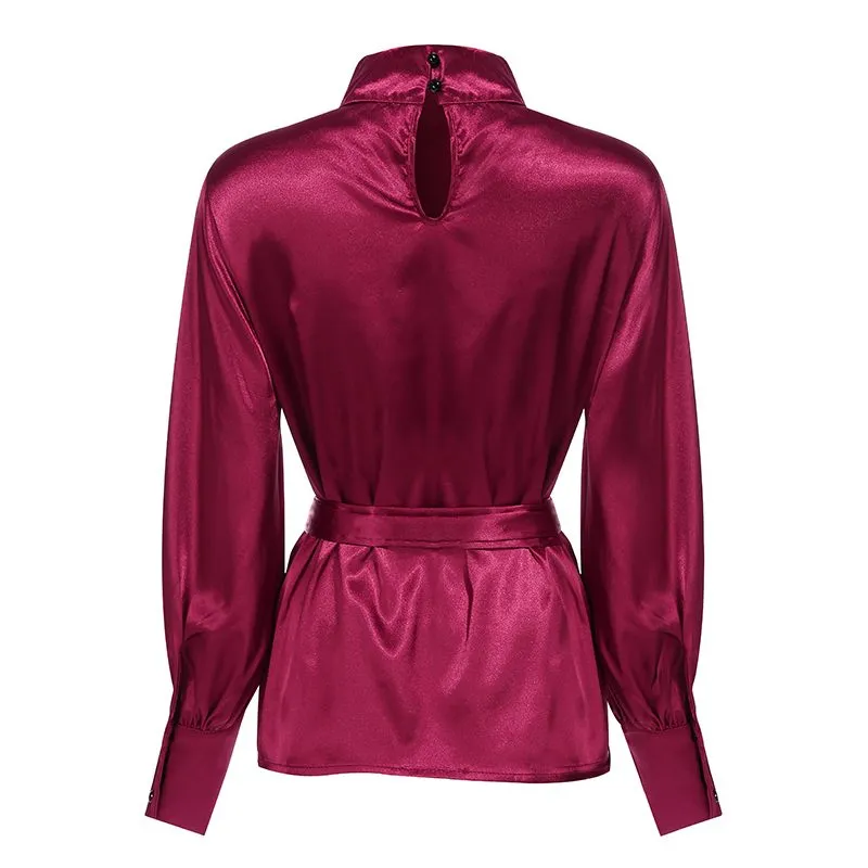 Années 40 Blouse Lavallière Satin Glamour