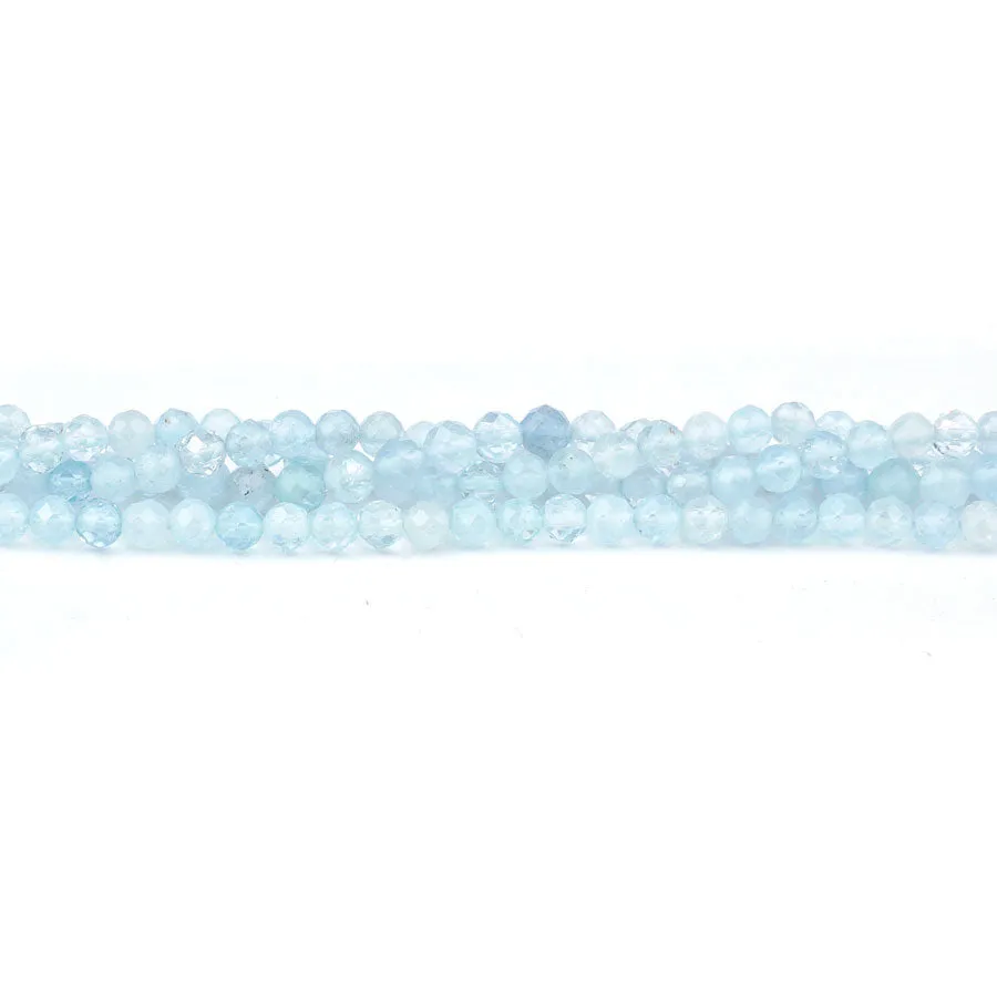 Aquamarine Natural 4mm Faceted Round AAA Grade - 15-16 Inch