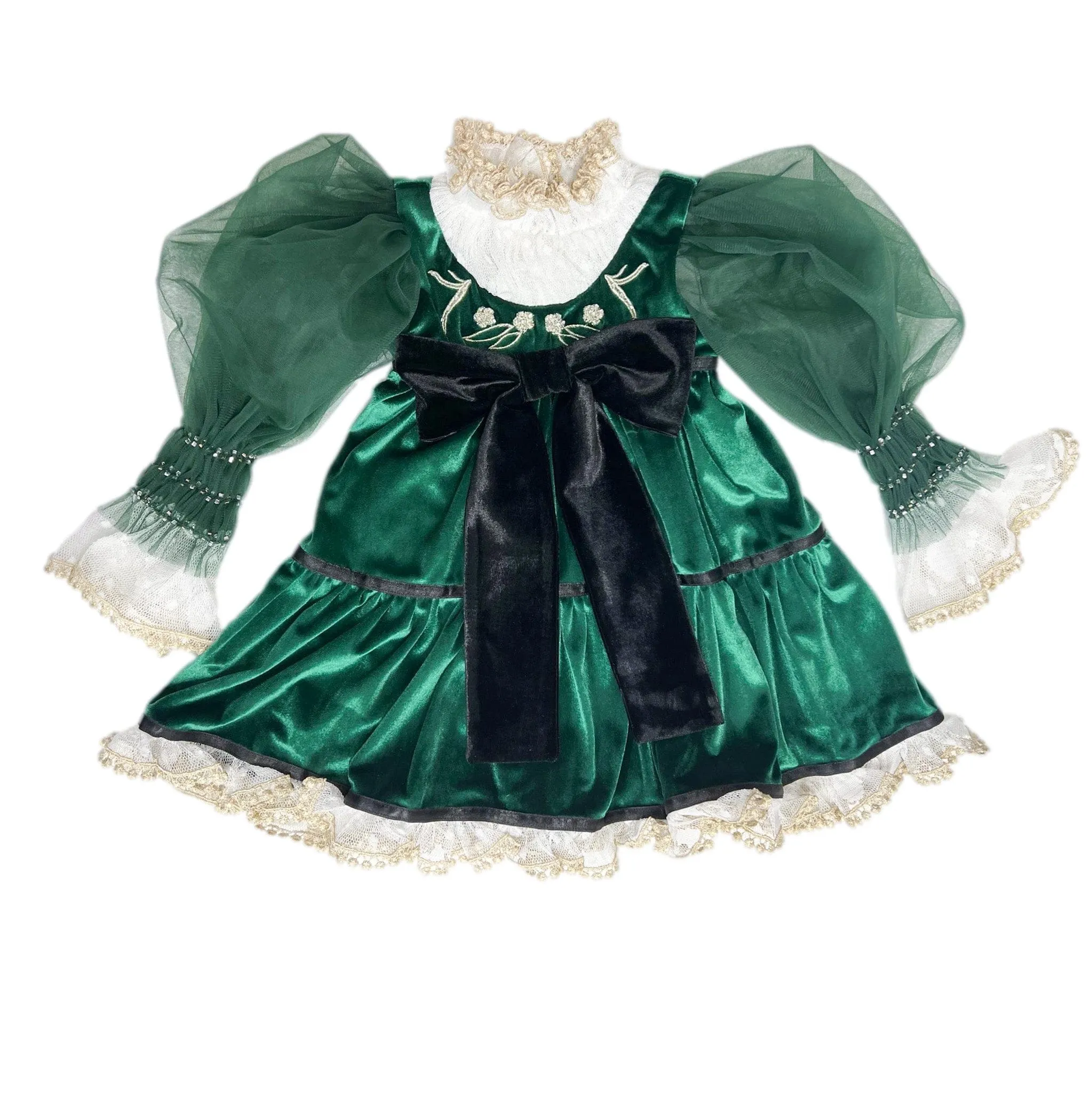 Aurora Royal Green Velour Dress