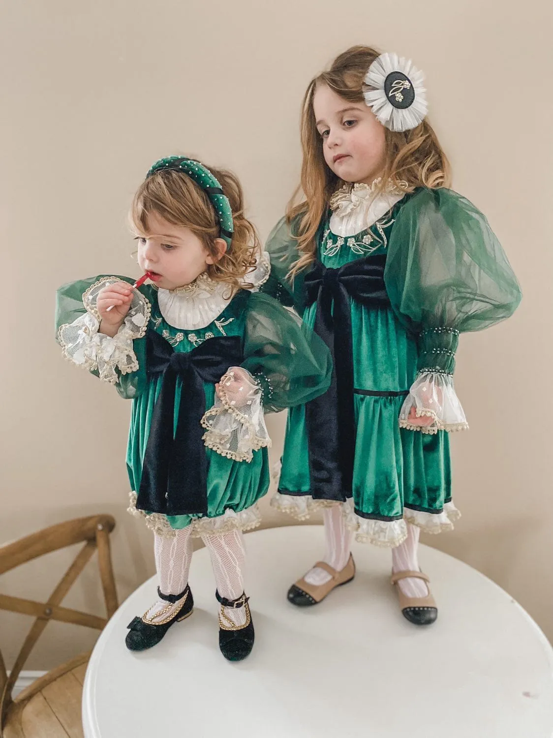 Aurora Royal Green Velour Dress