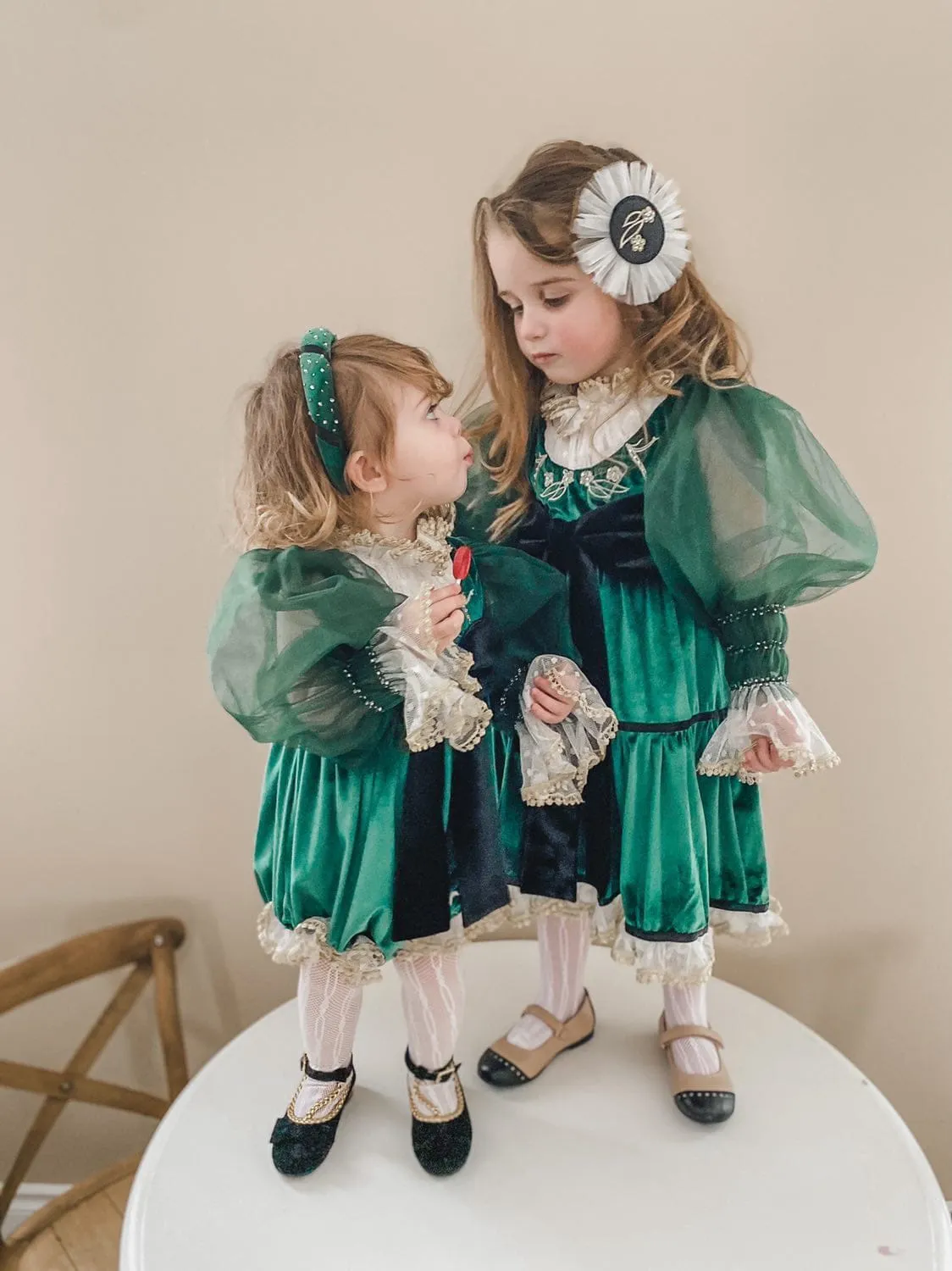 Aurora Royal Green Velour Dress