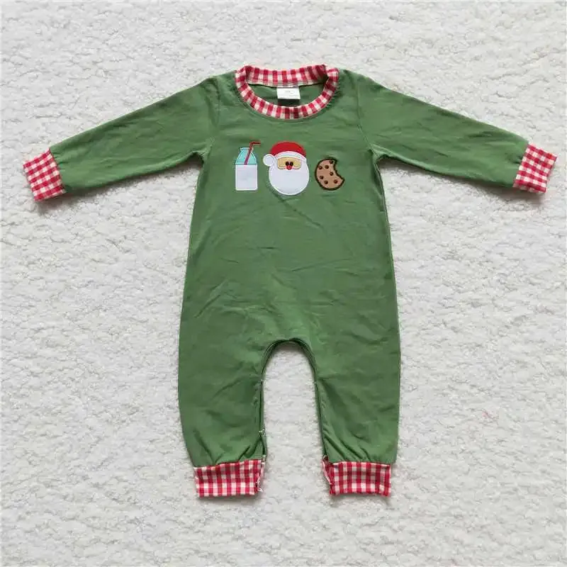 Baby Applique Romper - Christmas - Santa's Milk & Cookies Boys Girls