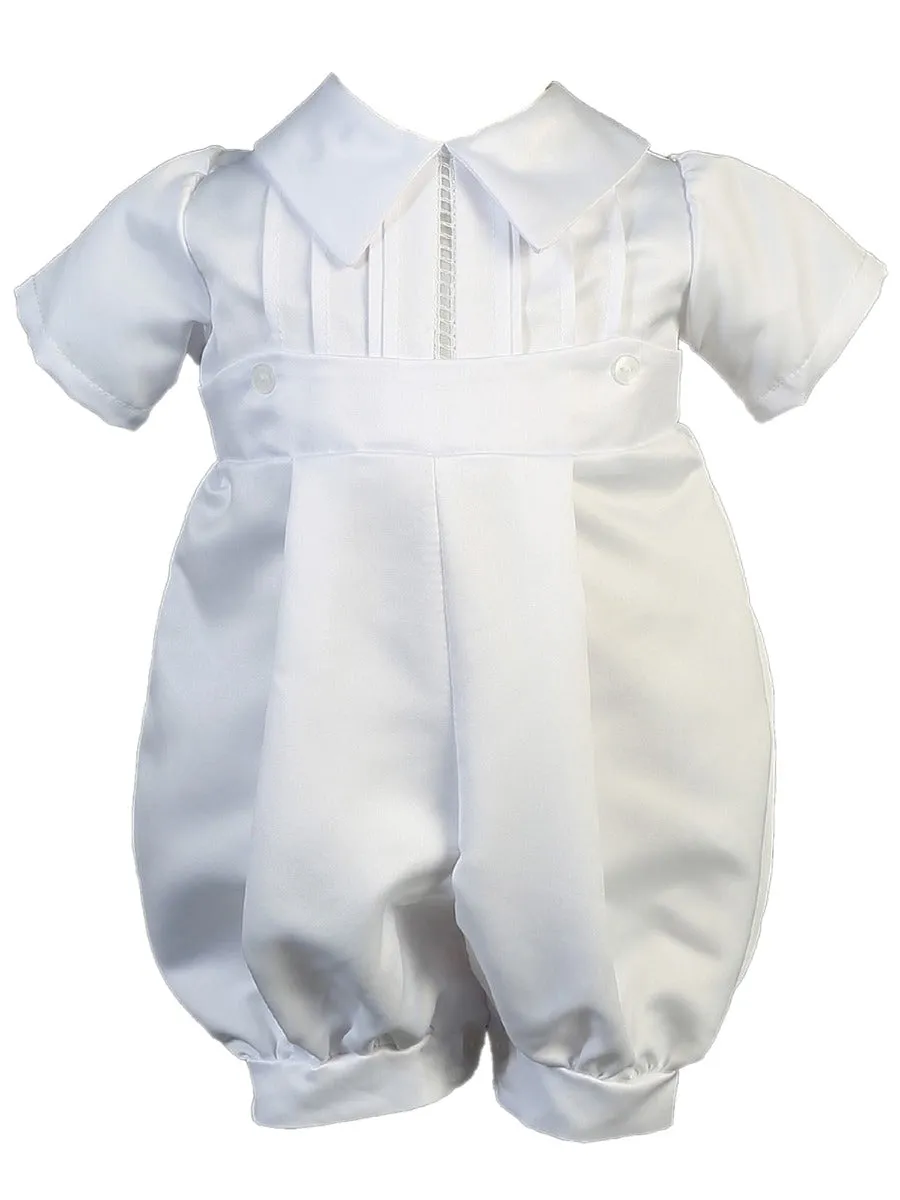 Baby Boys White Pin Tuck Short Sleeve Christening Outfit 3-24M