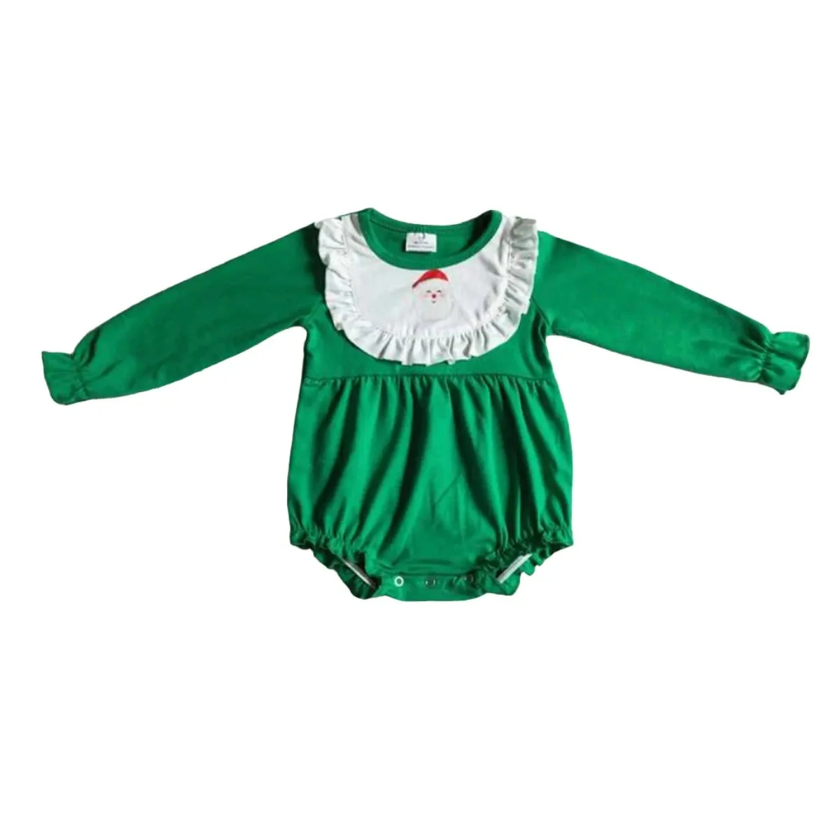 Baby Onesie Romper - Christmas Girls - Santa Applique Lace