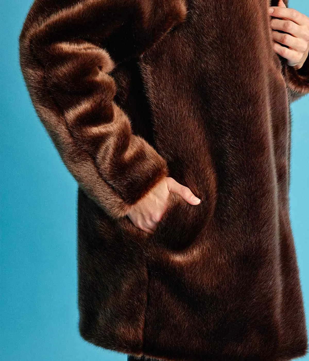 Babylone Vegan Fur Coat | Chocolate