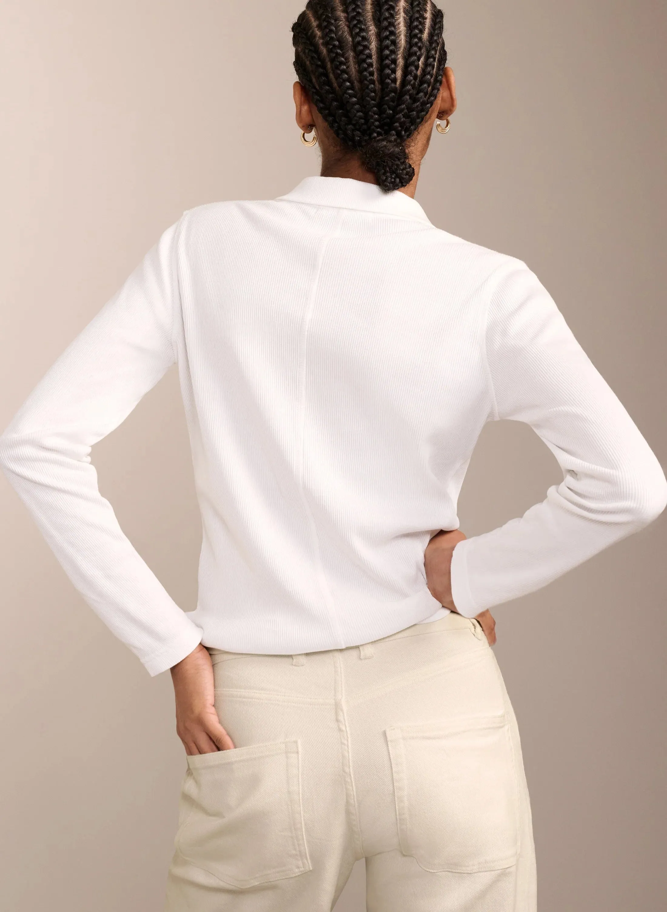 Baukjen Essentials Organic Zip Collar Top | Antique White