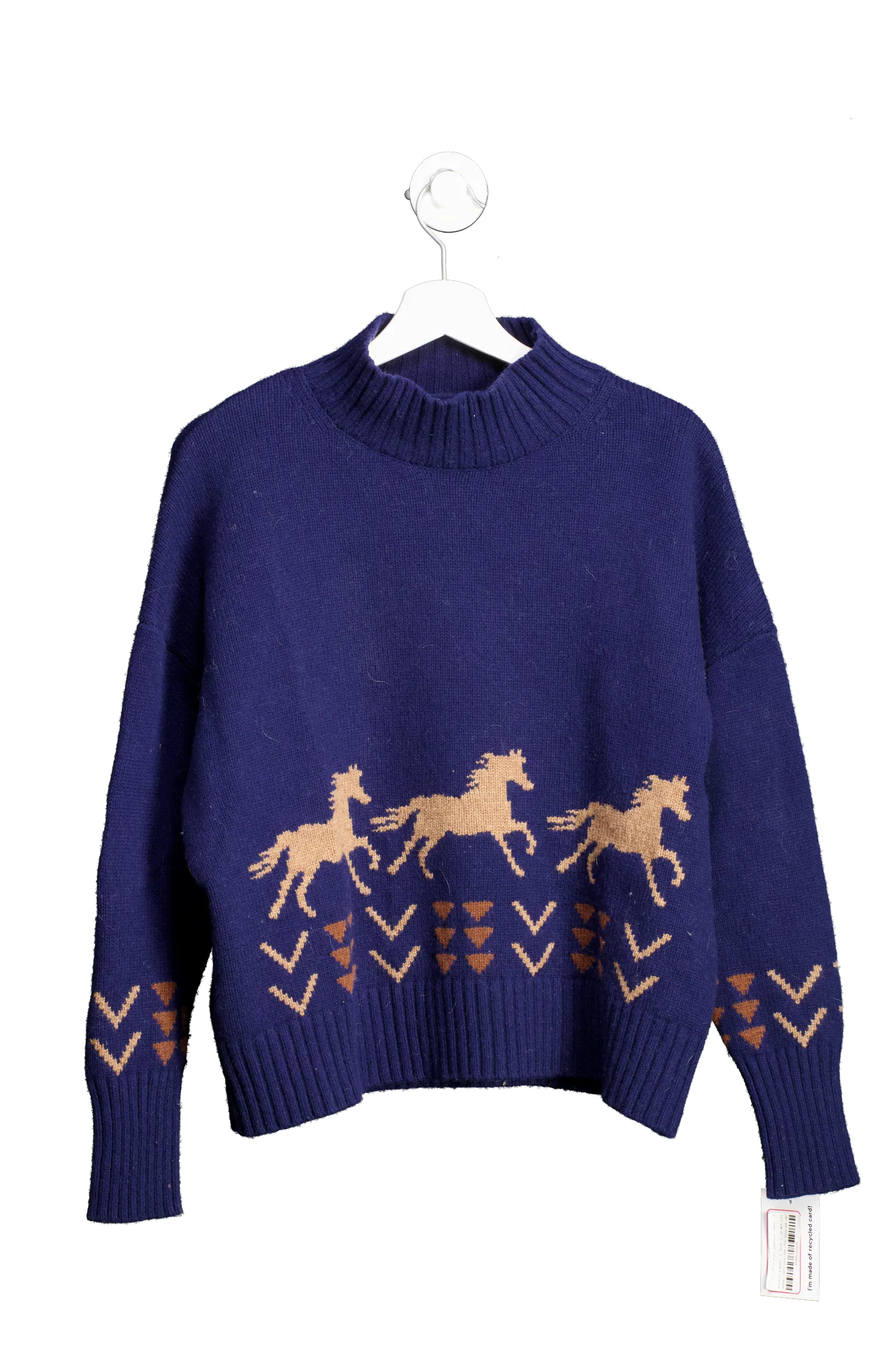 Beaufort & Blake Blue Horse Print Lambswool Jumper UK S