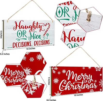 Beautiful Hanging Naughty or Nice Decisions & Merry Christmas for Wall and Door Decoration