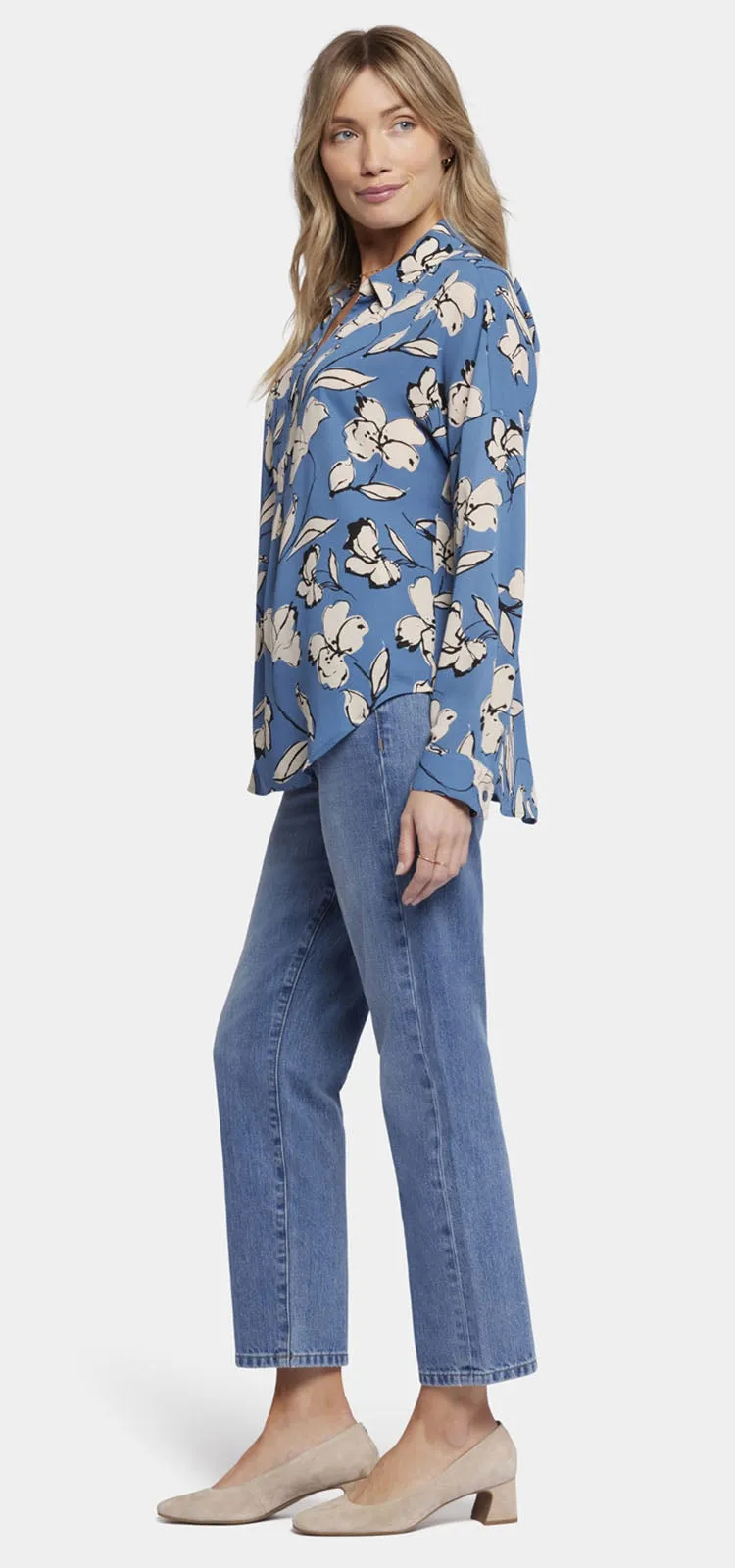 Becky Blouse Blauw Bloemenprint | La Grande