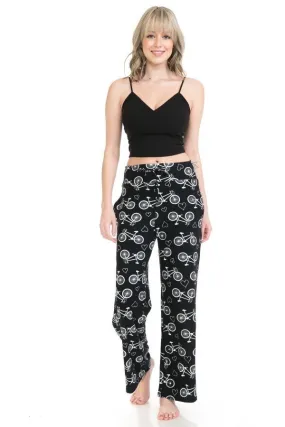 Bicycle Heart Print Comfortable Soft Lounge Pajama Pants