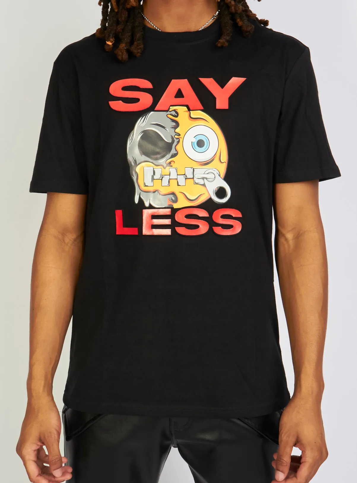 Black Pike T-Shirt - Say Less Smiley - Black - BS3054