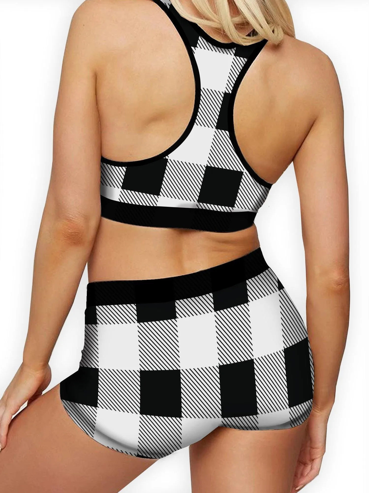 Black White Plaid Boy Short