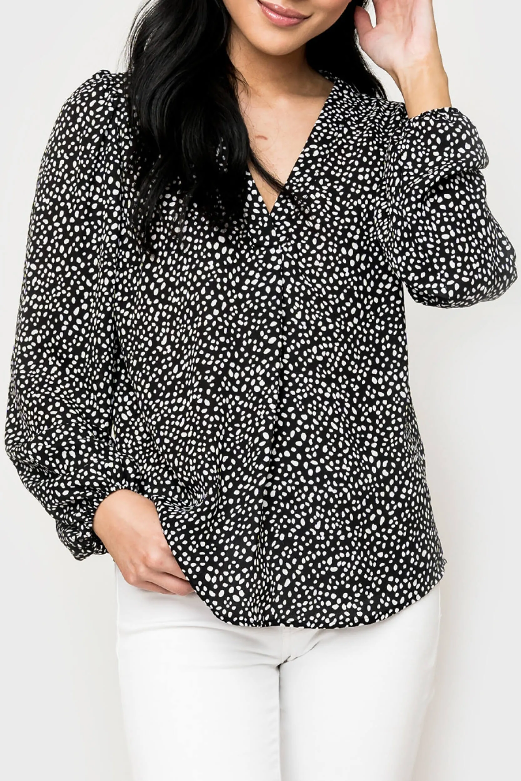 Blouson Sleeve V-Neck Blouse