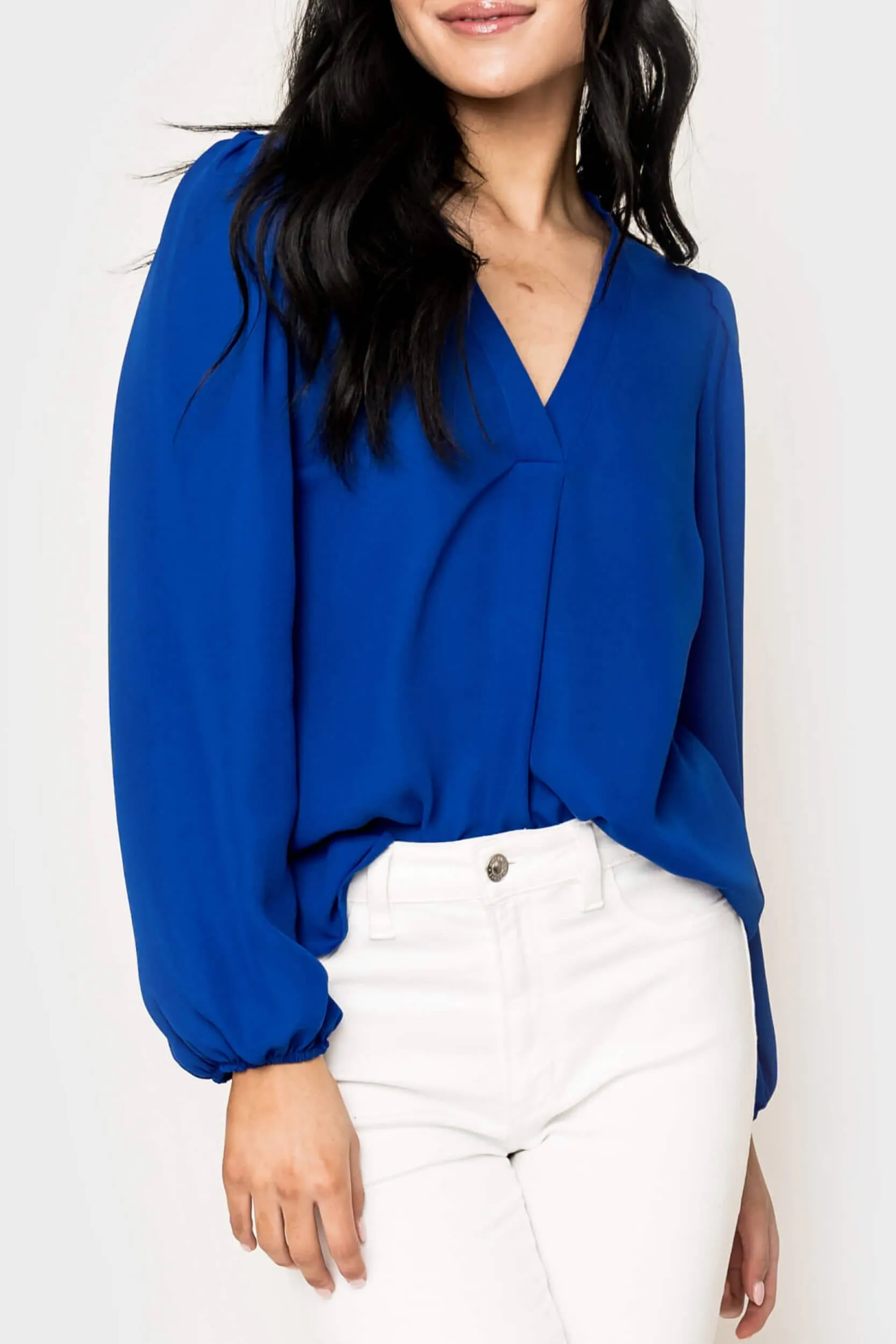 Blouson Sleeve V-Neck Blouse