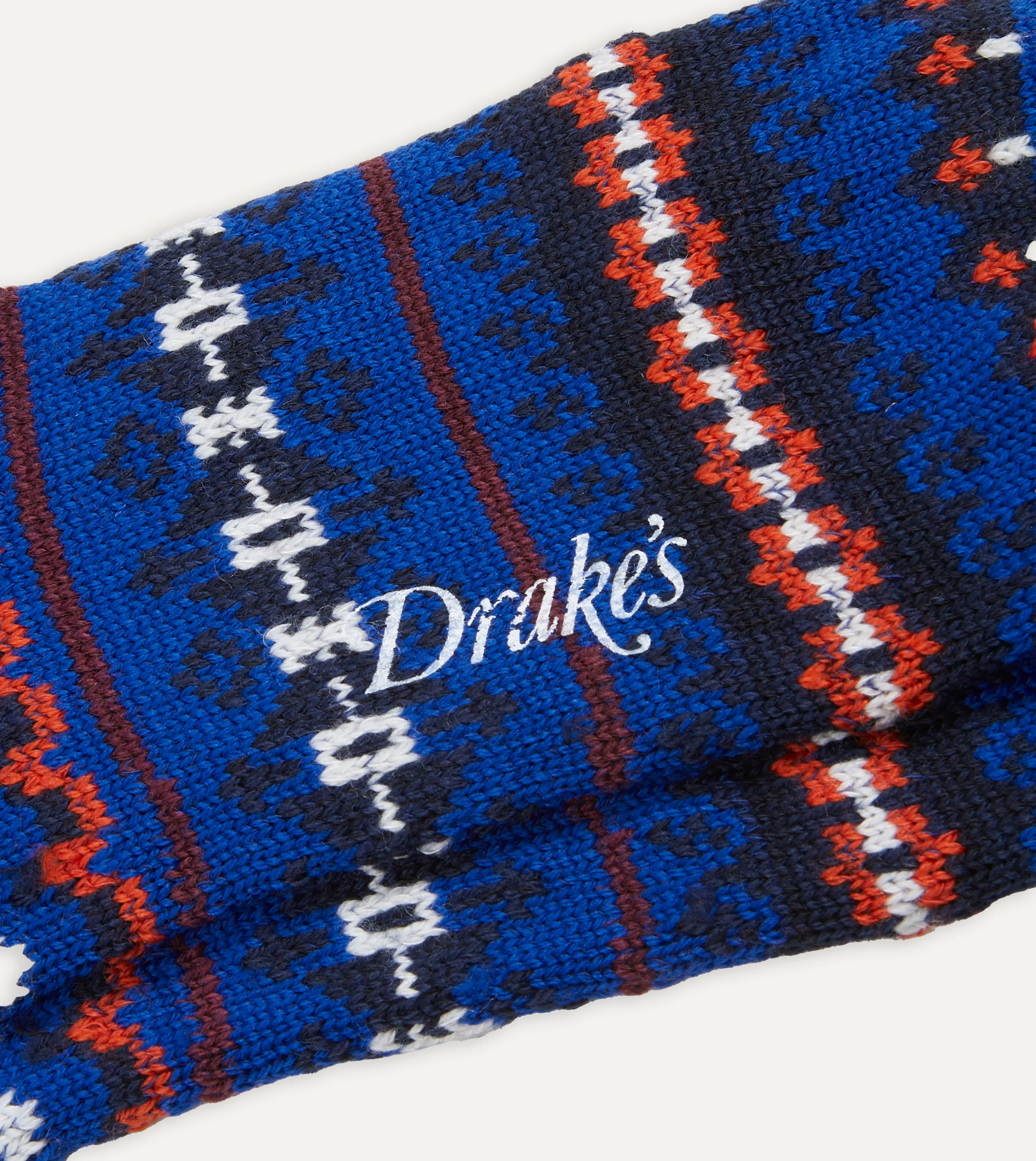 Blue Fair Isle Wool Cotton Socks