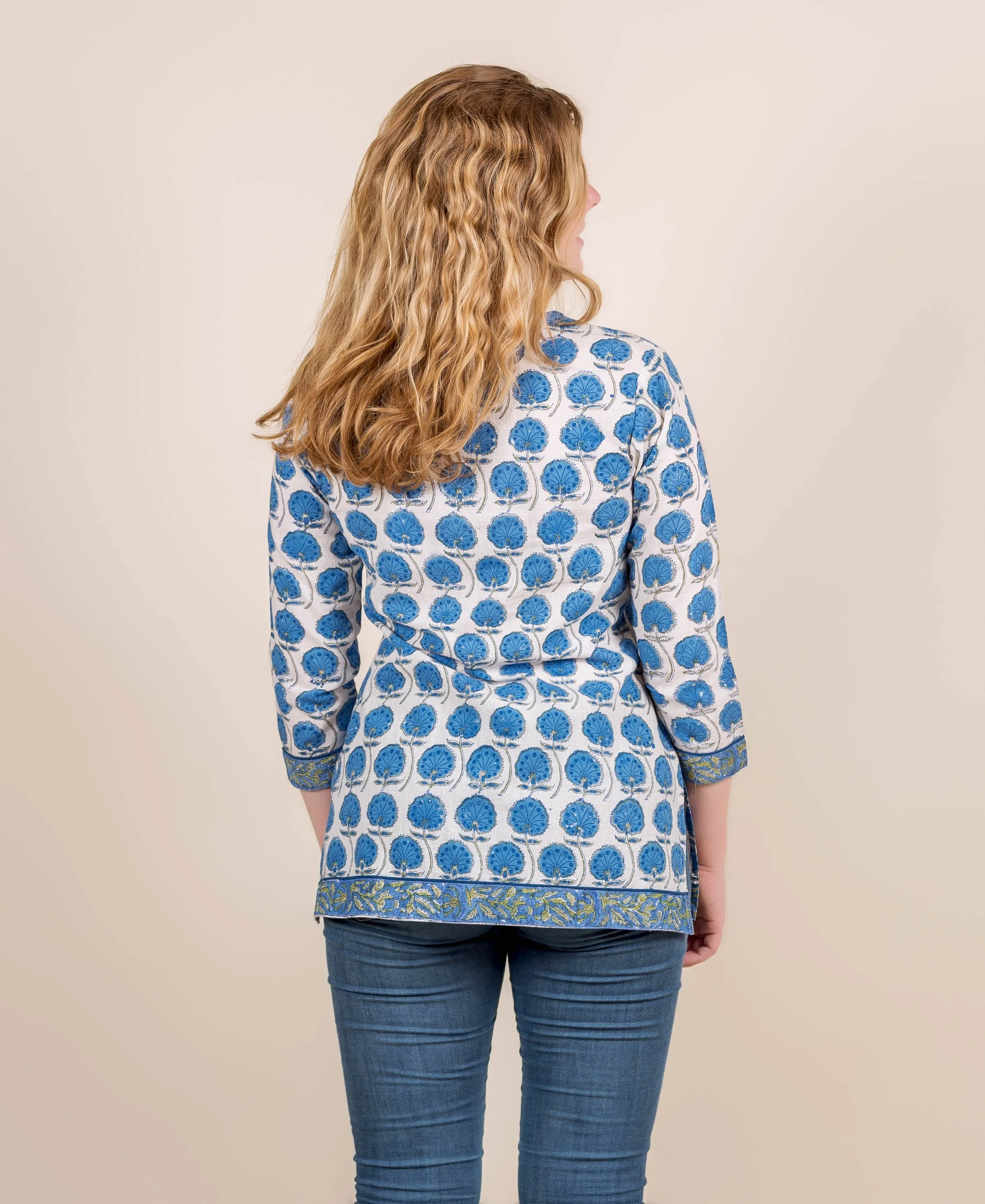 Blue Hand Block Printed Top