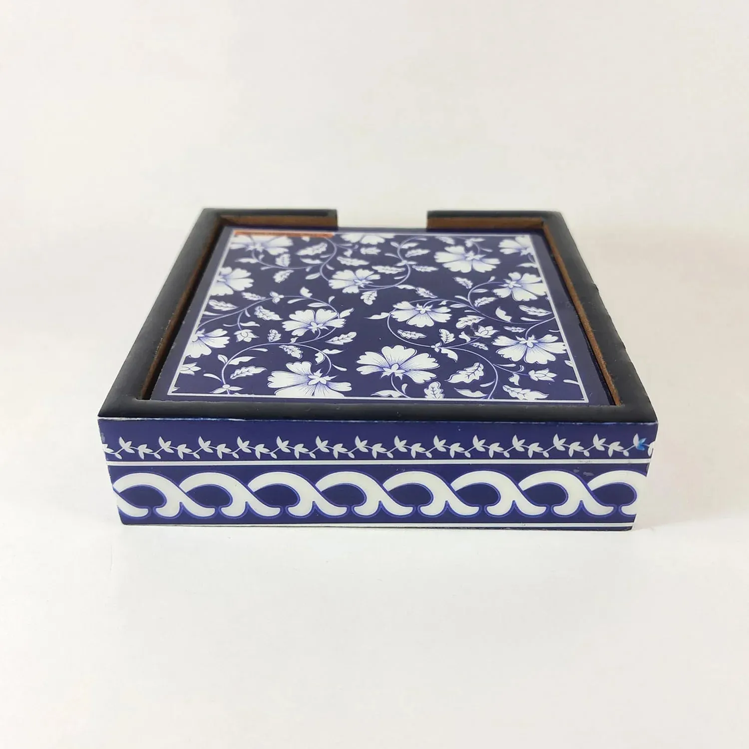 'Blue Pottery' Wooden Coasters Set Of 4 By Trendia Decor